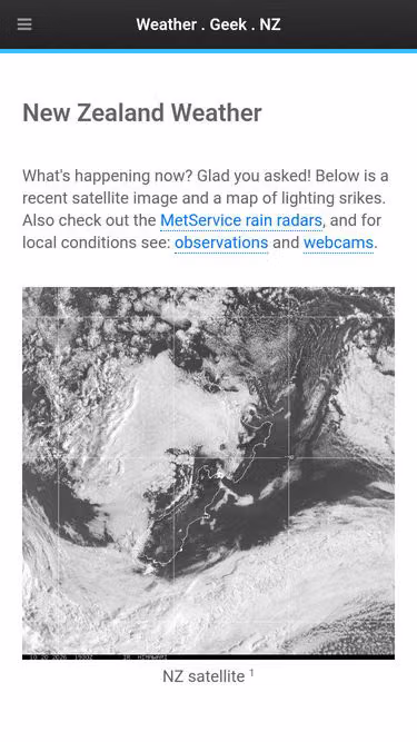 Screenshot of weather.geek.nz