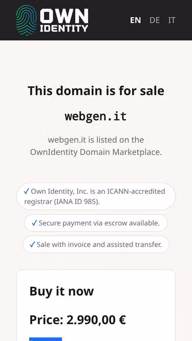 Screenshot of webgen.it