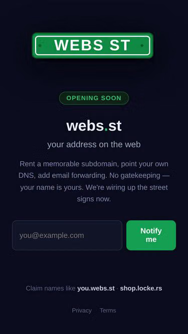 Screenshot of webs.st