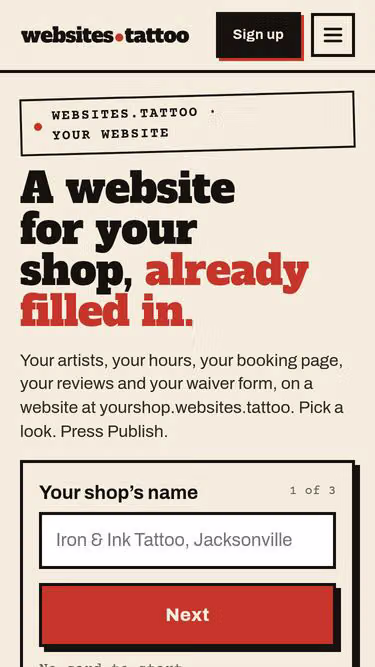 Screenshot of websites.tattoo