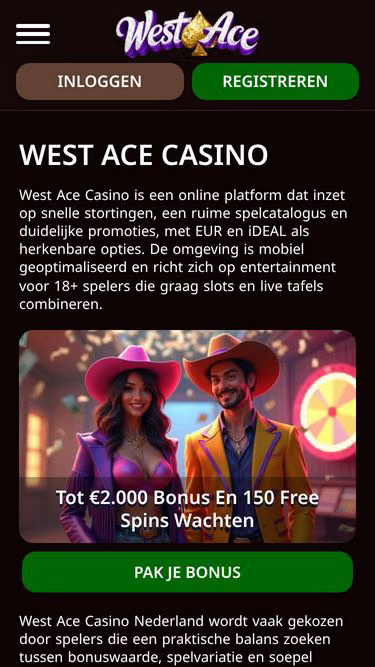 Screenshot of westacecasino.nl