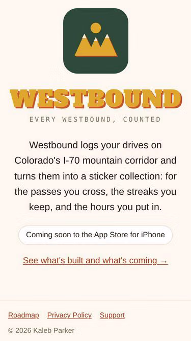 Screenshot of westbound.app