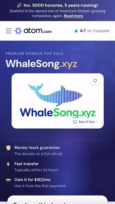 Screenshot of whalesong.xyz