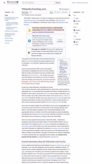 Screenshot of wikimedia.email