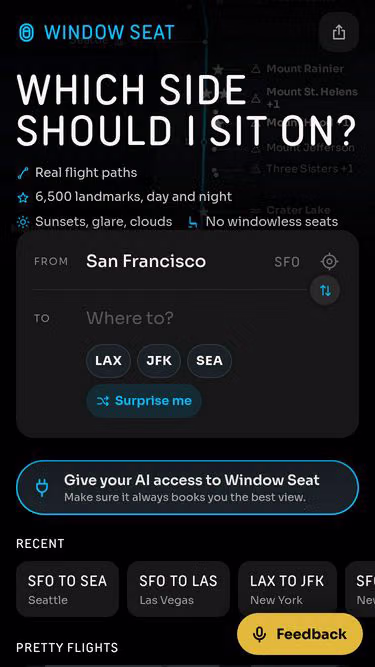 Screenshot of windowseat.travel
