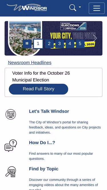 Screenshot of windsor.ca