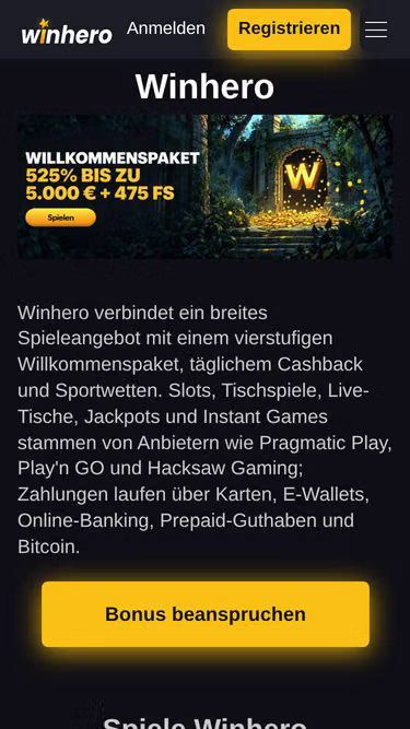 Screenshot of winhero.bingo