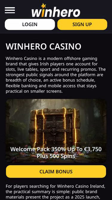 Screenshot of winhero.irish
