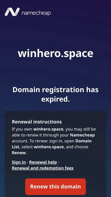 Screenshot of winhero.space