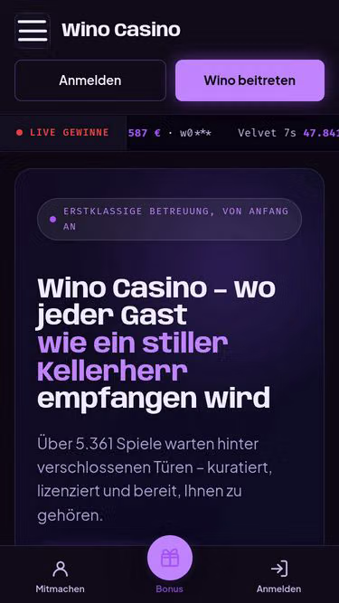Screenshot of winocasino.jetzt