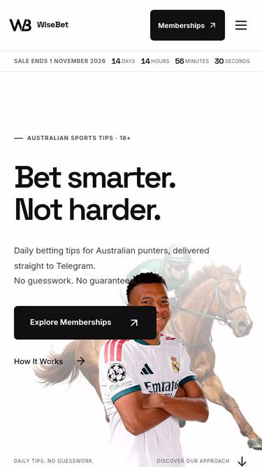 Screenshot of wisebet.au