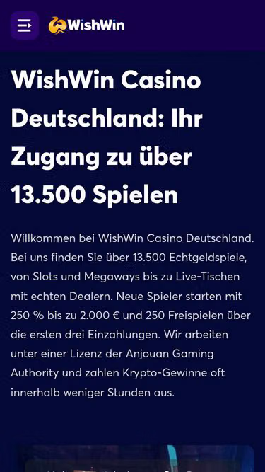 Screenshot of wishwincasino.de