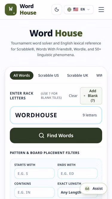 Screenshot of word.house
