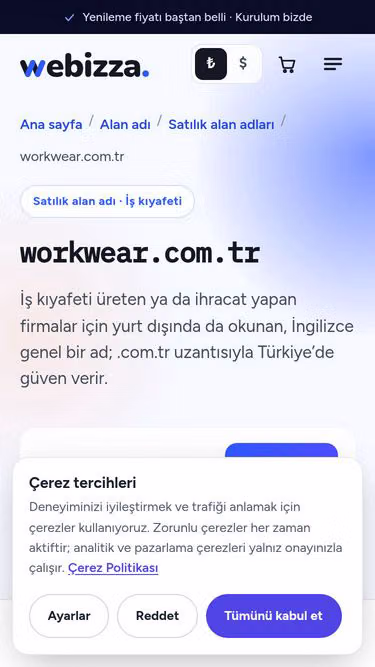 Screenshot of workwear.com.tr