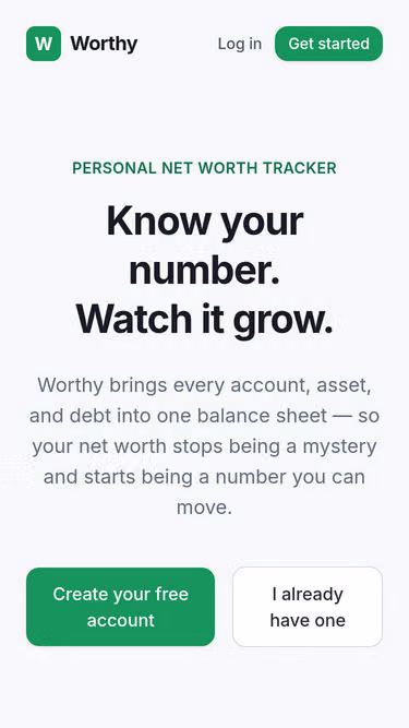 Screenshot of worthy.finance