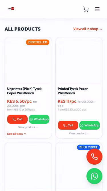 Screenshot of wristbands.co.ke