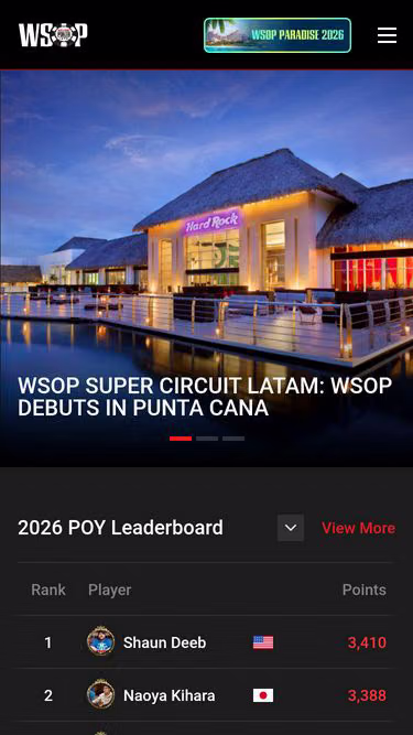 Screenshot of wsop.com