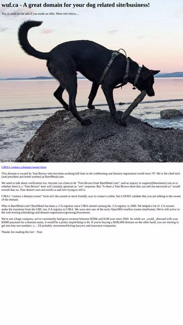 Screenshot of wuf.ca