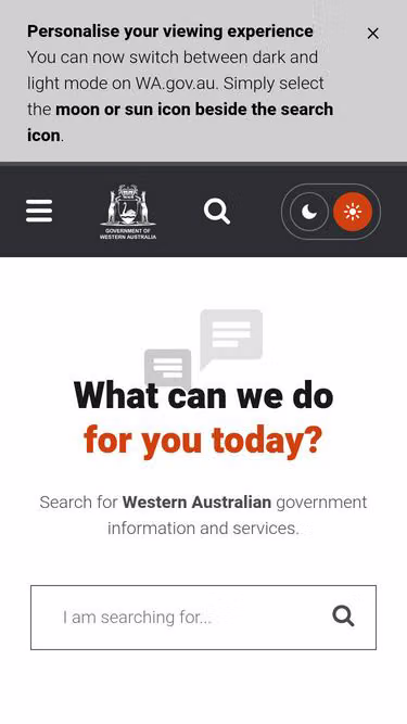 Screenshot of www.wa.gov.au