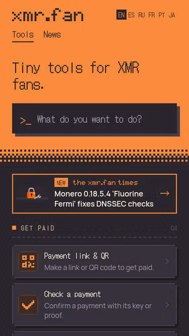 Screenshot of xmr.fan
