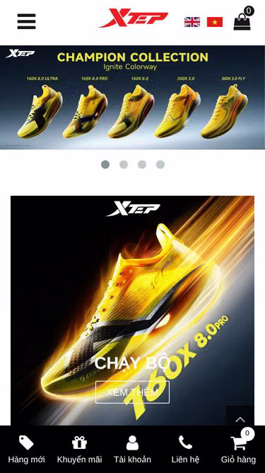 Screenshot of xtep.com.vn