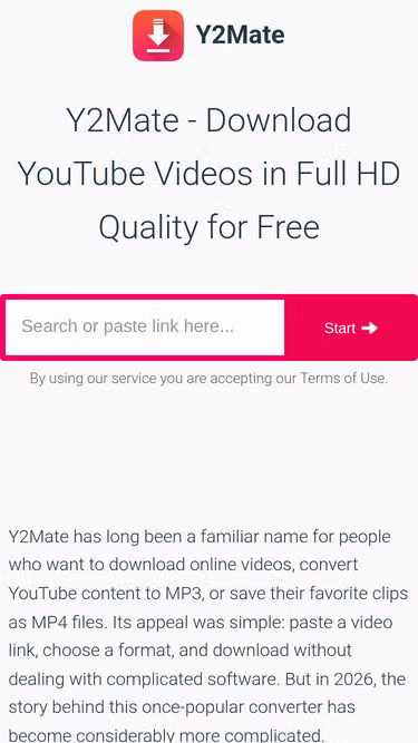 Screenshot of y2mate.news