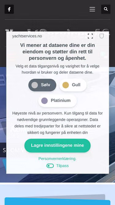 Screenshot of yachtservices.no