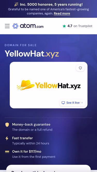 Screenshot of yellowhat.xyz