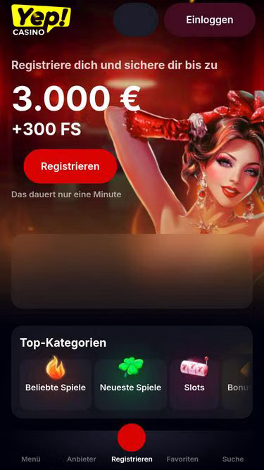 Screenshot of yepcasino.de