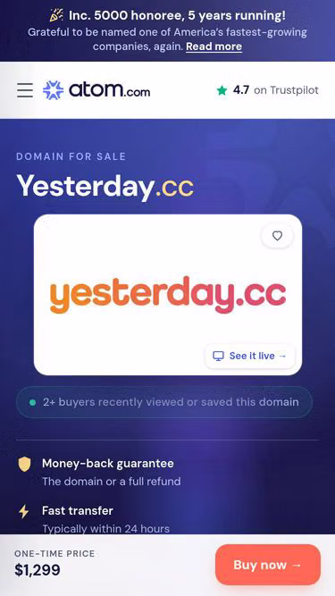 Screenshot of yesterday.cc