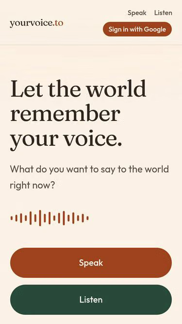 Screenshot of yourvoice.to