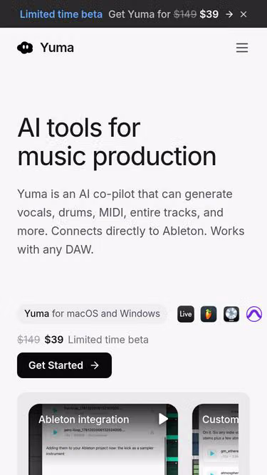 Screenshot of yuma.studio