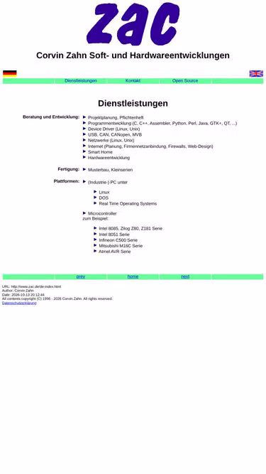 Screenshot of zac.de