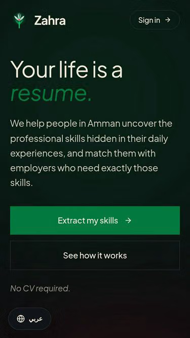 Screenshot of zahra.careers
