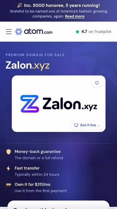 Screenshot of zalon.xyz