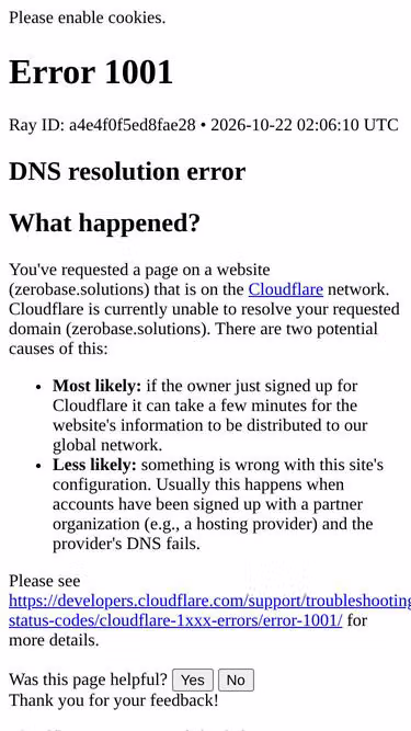 Screenshot of zerobase.solutions
