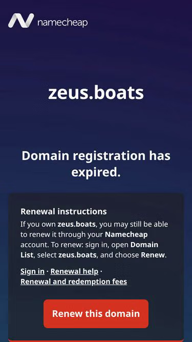 Screenshot of zeus.boats
