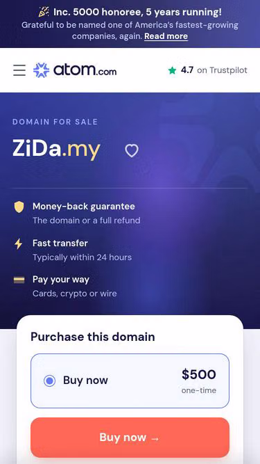 Screenshot of zida.my