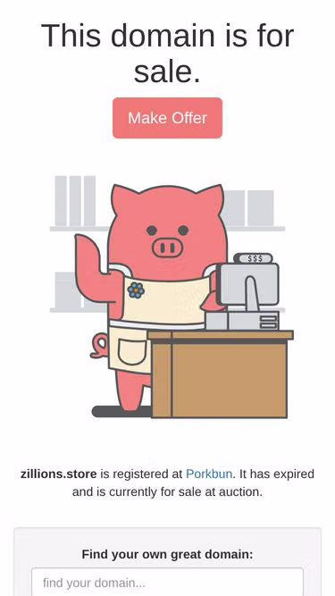 Screenshot of zillions.store