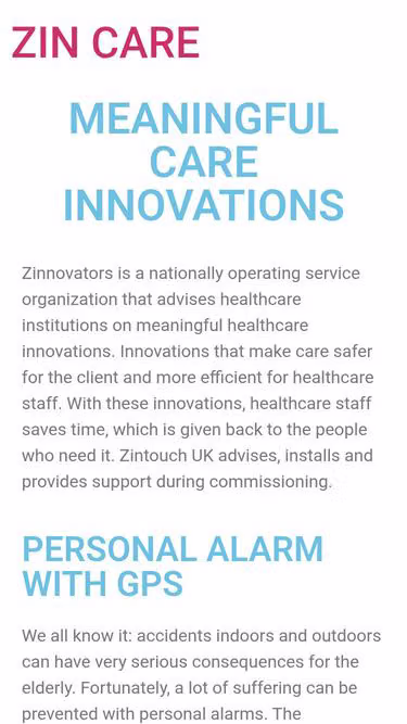Screenshot of zin.care