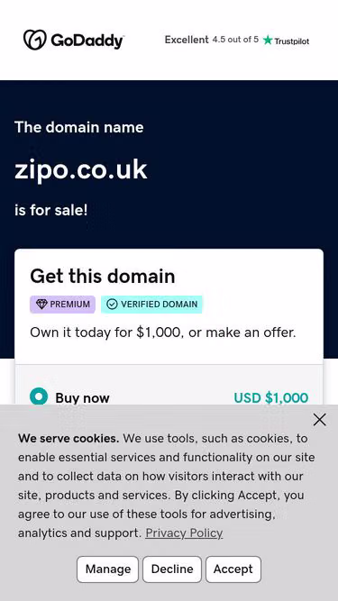 Screenshot of zipo.co.uk