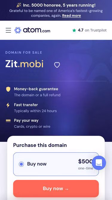Screenshot of zit.mobi