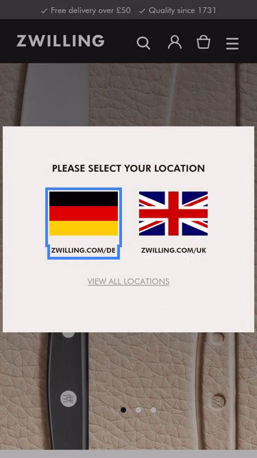 Screenshot of zwilling.co.uk