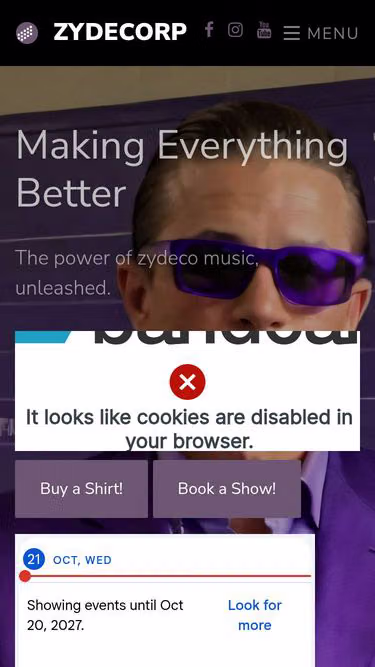 Screenshot of zydeco.biz