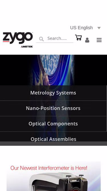 Screenshot of zygo.com