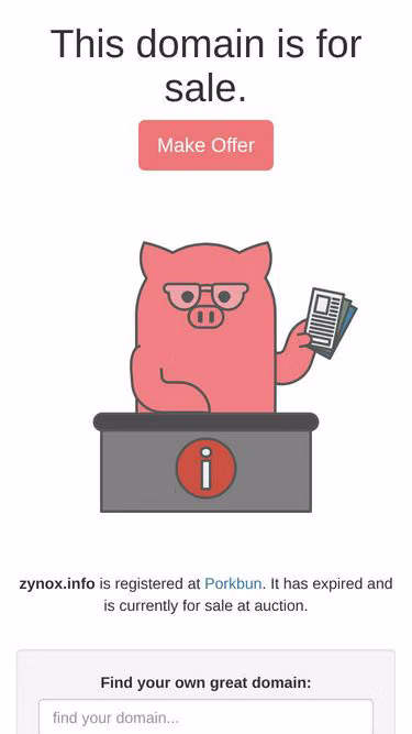 Screenshot of zynox.info
