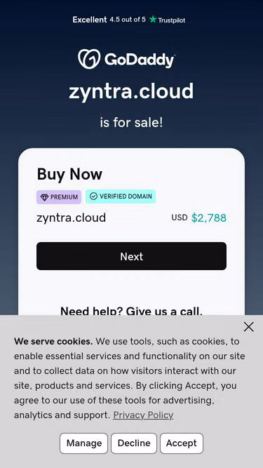 Screenshot of zyntra.cloud