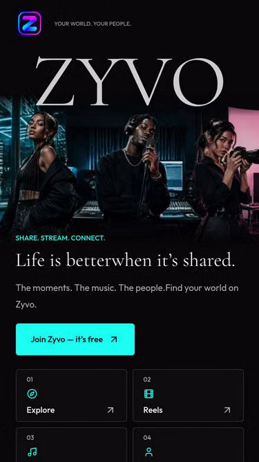 Screenshot of zyvo.link